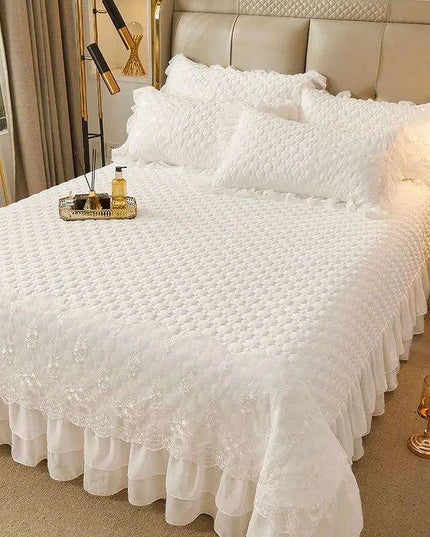 Luxurious Summer Quilted Bedspread for Couples - King Size White Bedding (180x200cm)