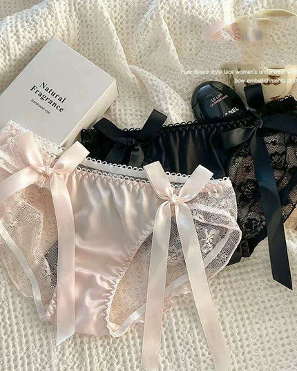 Elegant Japanese-Inspired Lace Mesh Briefs for Young Women