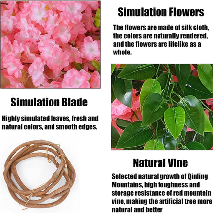 Lifelike Artificial Cherry Blossom Tree Fake Sakura Plant for Home Off