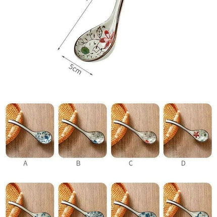 Elegant Vintage Japanese Bone China Spoon with Long Handle for Exquisite Dining