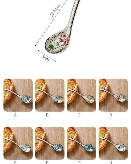 Elegant Vintage Japanese Bone China Spoon with Long Handle for Exquisite Dining