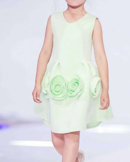 Sunny Yellow Floral Children's One-Piece Dress - Ideal for Weddings and Celebrations