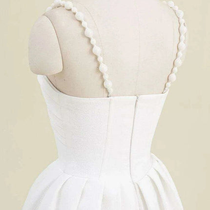 V-neck Pleated Solid Color High Waist Evening Dress for Women