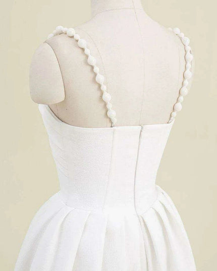 V-neck Pleated Solid Color High Waist Evening Dress for Women