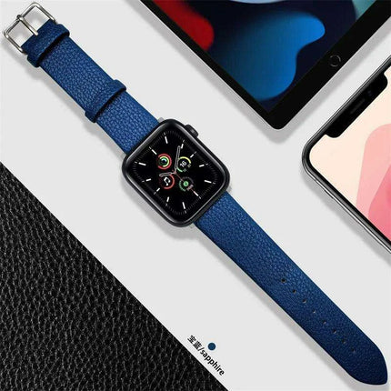 Crimson Glitter Leather Apple Watch Band - Luxe Sparkle Strap