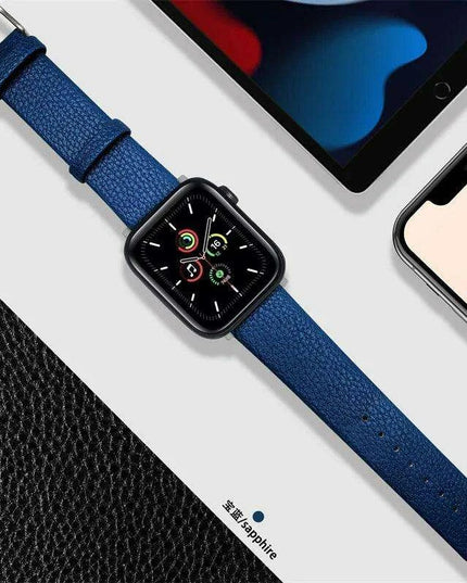 Crimson Glitter Leather Apple Watch Band - Luxe Sparkle Strap