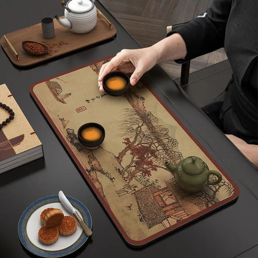 Zen Tranquility Diatom Mud Tea Ceremony Mat - Premium Absorbent Home Decor