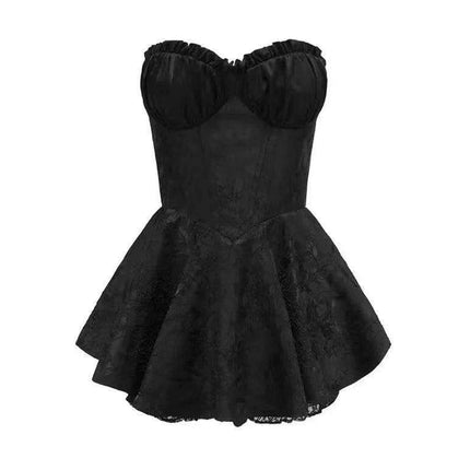 Enchanting Lace Jacquard Strapless Dress - Slim Fit Princess Charm for Special Celebrations