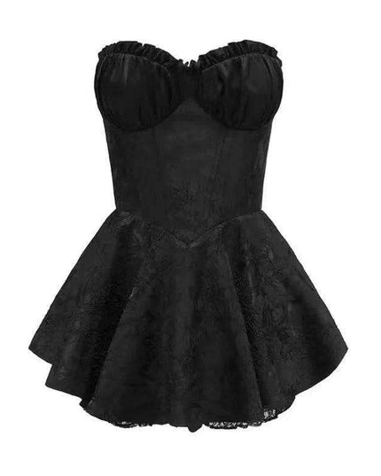 Enchanting Lace Jacquard Strapless Dress - Slim Fit Princess Charm for Special Celebrations