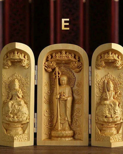 Exquisite Boxwood Carving of Thousand-Handed Guanyin with Elegant Packaging