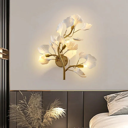 Ginkgo Leaf Wall Lamp | Nordic Luxury Sconce for Living Room & Bedroom