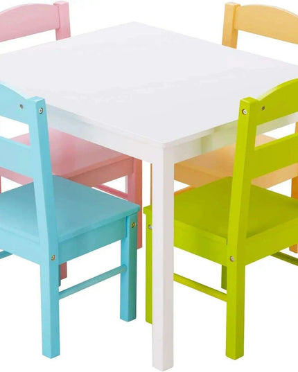 Vibrant Wooden Kids' Activity Table and Chair Set with 4 Seats - Ideal for Creative Play and Learning