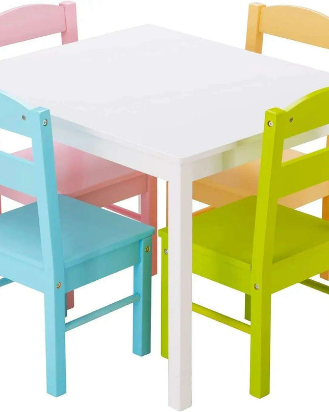 Vibrant Wooden Kids' Activity Table and Chair Set with 4 Seats - Ideal for Creative Play and Learning