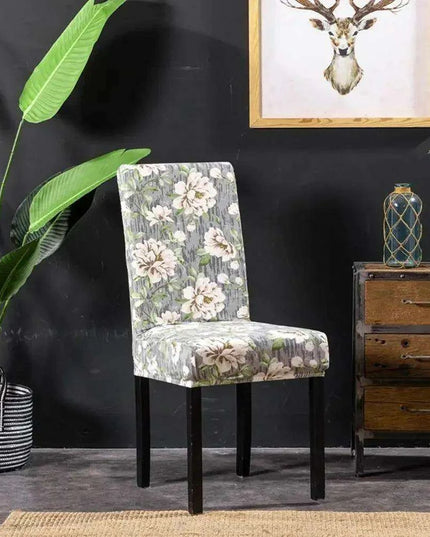 Nordic Floral Stretch Chair Slipcover in Yellow and Tan