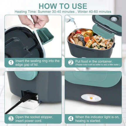Electric Portable Meal Heater with Quick Warm-Up and Spill-Resistant Features