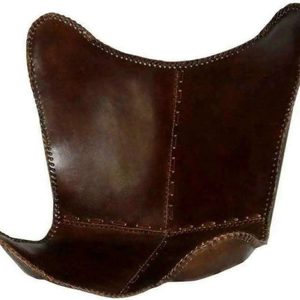Chic Vintage Brown Leather Butterfly Lounge Chair: Stylish Sleeper for Home and Outdoor Comfort