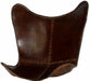 Chic Vintage Brown Leather Butterfly Lounge Chair: Stylish Sleeper for Home and Outdoor Comfort