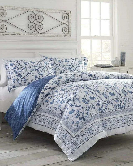 Elegant Reversible Floral Cotton Duvet Cover Set with Matching Shams – Year-Round Bedding Must-Have