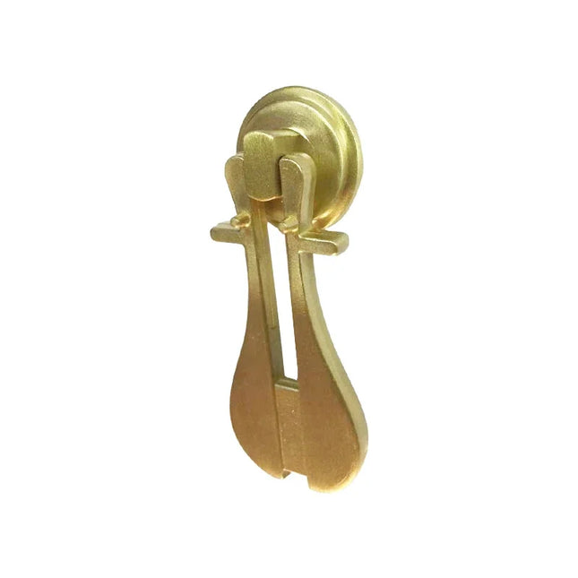 Lute-Shape Brass Cabinet Handle — Single Hole Pull for Drawers, Wardrobes & Bookcases