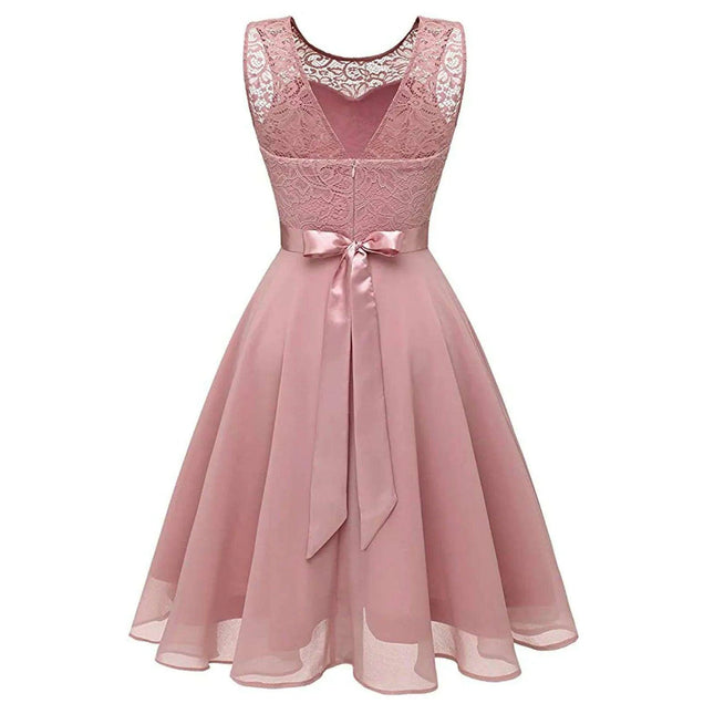 Chic Sleeveless Pink Lace Gown for Bridesmaids and Wedding Guests - Perfect for 2024 Celebrations
