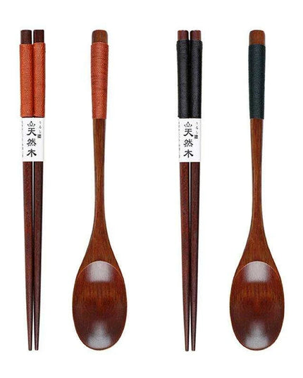 Stylish Wooden Utensil Collection: Premium Long Handle Soup Spoon & Elegant Chopsticks for Authentic Asian Dining