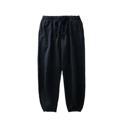 500G Heavyweight Men's Cotton Jogger Pants - Casual Loose Fit Drawstring Sweatpants for Spring and Autumn