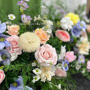 Silk Rose Flower Row Table Centrepiece