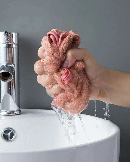 Elegant Bowknot Coral Velvet Hand Towels - Chic and Functional Home Essentials