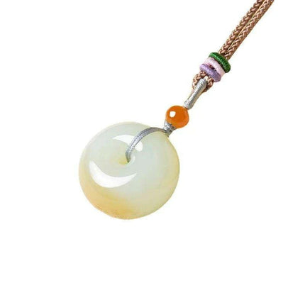 Natural Hetian Jade Hand-Carved Lucky Pendant Necklace