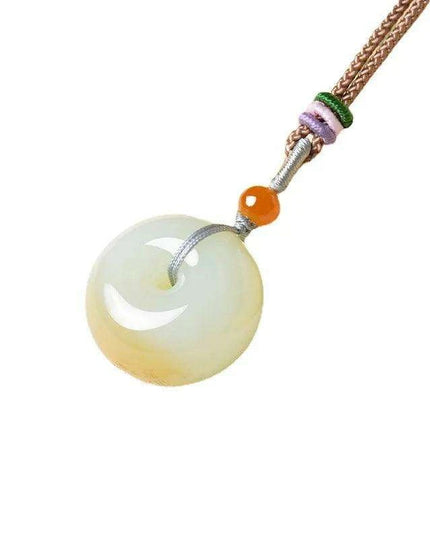 Natural Hetian Jade Hand-Carved Lucky Pendant Necklace
