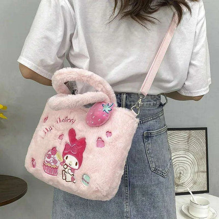Kawaii Sanrio Plush Character Bags - Iconic Cinnamoroll, My Melody, Kuromi, Hello Kitty - Stylish Shoulder & Crossbody Set