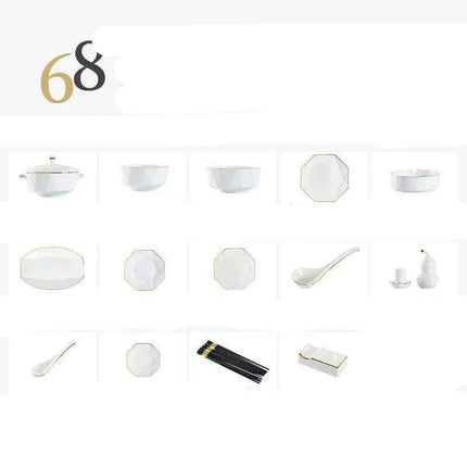 Enhance Your Dining Aesthetics with Portable White Ceramic Tableware and Cutlery Set