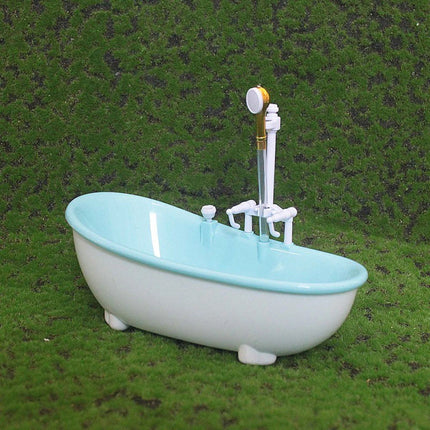 Miniature Electric Dollhouse Bathtub — 1:6 Scale Spraying Water Toy, 22.3×11.5×17.5cm