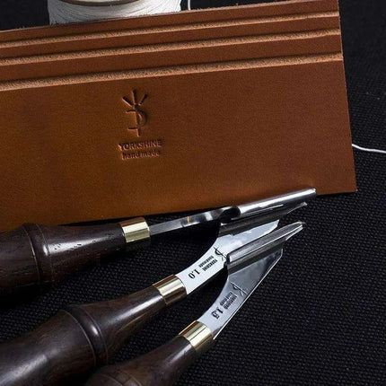 Artisan Leather Groover Tool Set with Premium Walnut Handle