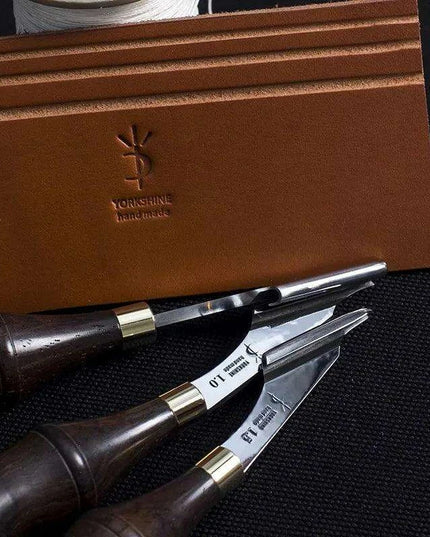 Artisan Leather Groover Tool Set with Premium Walnut Handle