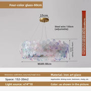 Flower Petal LED Glass Pendant Chandelier – 3-Colour Dimmable