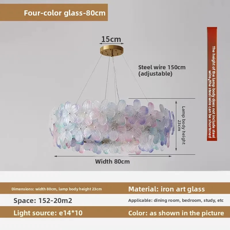 Flower Petal LED Glass Pendant Chandelier – 3-Colour Dimmable