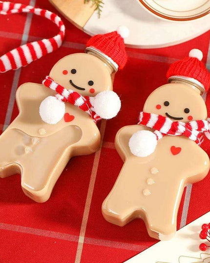 Cheerful Gingerbread Man Holiday Water Bottle for Kids - Ideal Christmas Gift with Multi-Functional Design