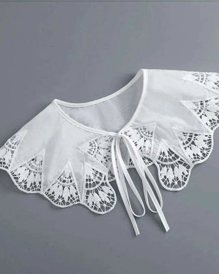 Embroidered Lace Detachable Collar for Women - Elegant White Shawl Accessory