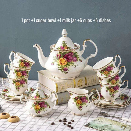 Luxurious 15-Piece European Bone China Tea Set for Afternoon Elegance