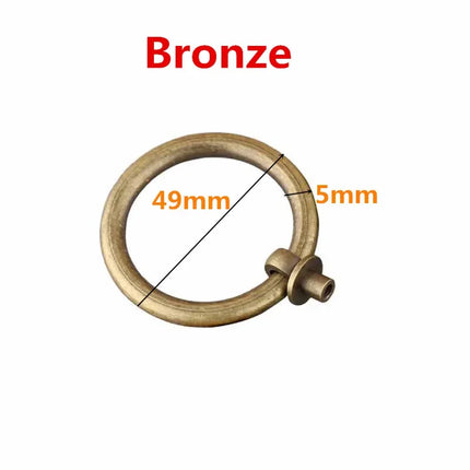 Modern Solid Brass Round Ring Cabinet Handle — Single Hole Drawer Pull, Copper or Bronze, 20mm to 60mm