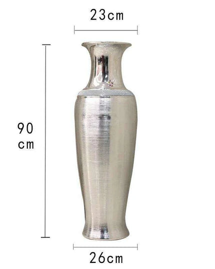 European Chic Ceramic Floor Vase Set - Elegant Silver and Gold Home Decor