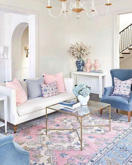 Elegant Vintage Pink French-Inspired Large Area Rugs for a Luxurious Home