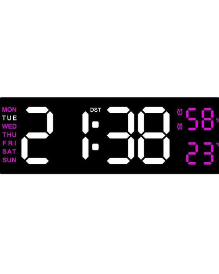 Sleek Digital LED Alarm Clock with Weather Display - Adjustable Brightness, Dual Alarms, and Wall-Mountable Design