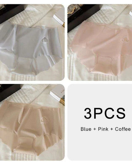 3-Pack Women's Luxurious Ice Silk Mid-Rise Briefs - Ultimate Comfort Seamless Lingerie