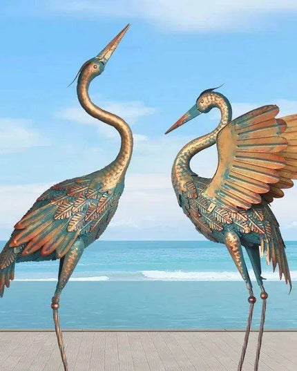 Majestic Bronze Crane Garden Sculpture for Timeless Outdoor Elegance - Transform Your Landscape