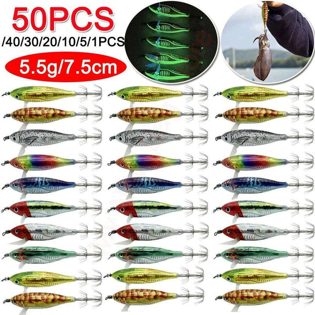 Nighttime Glow Egi Squid Jigging Lure: 5.5g Luminescent Shrimp Bait for Night Fishing Excellence