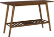 Walnut Mid-Century Modern Entryway Table with Storage and Display Shelf