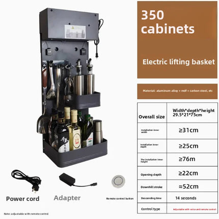 Electric Lifting Hanging Cabinet Basket — 6 Widths, 350–600mm