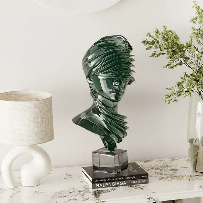 Transparent Resin Male Bust Sculpture – Abstract Modern Figurine